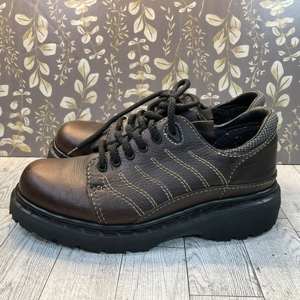 Dr Martens Men's Vintage Brown Chunky Oxford Lace Up Low Top England M5 W7 Y2K - Picture 3 of 9